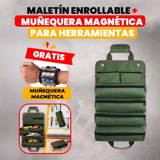 ⛏️Maletín enrollable para herramientas + 1 Muñequera magnética ¡GRATIS!🎁