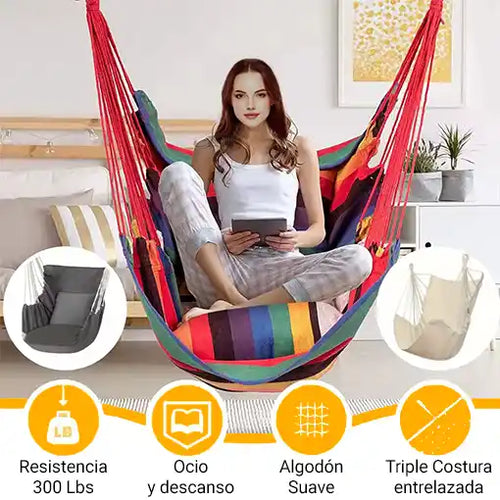 Hamaca silla + 2 cojines ¡GRATIS!🎁
